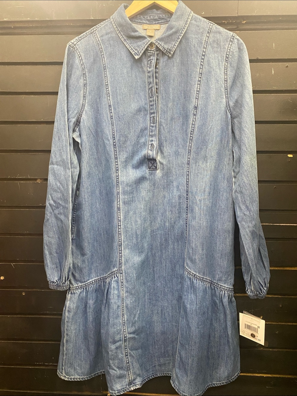 Women Denim Long-Sleeve Dress - Blue